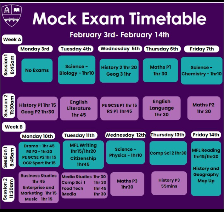 Mock Timetable Feb 2025