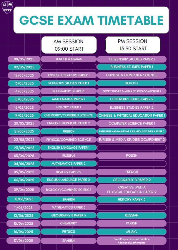 GCSE Timetable May 2025