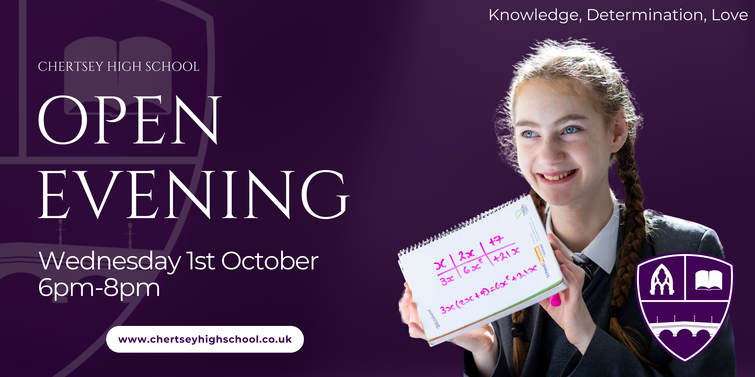 Chertsey High Open Evening Banner 25.26